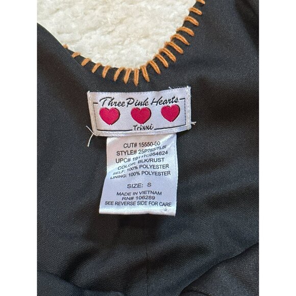 Three Pink Hearts Ladies Fit & Flare Summer Black Floral Dress Size Small - Picture 5 of 5